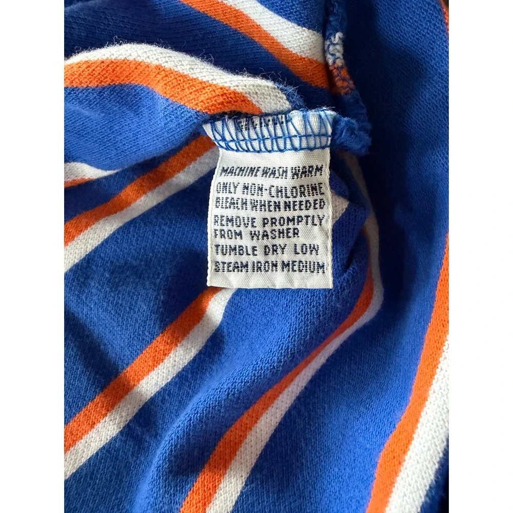 Polo Ralph Lauren Mens Blue Orange‎ Striped Cotton Pique Polo Golf Shirt